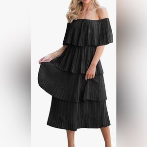 pleated ruffle dress